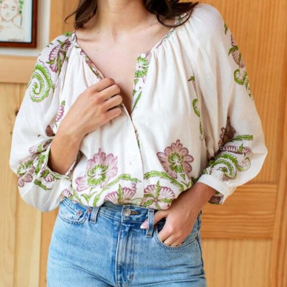 Emerson Fry India Collection Frances Blouse in Maeve Flowers (Small) - Picture 1 of 5